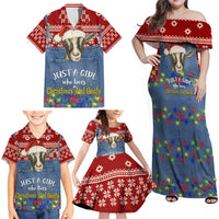 Just A Girl Who Loves Christmas And Goats Ugly Christma Family Matching Off Shoulder Maxi Dress and Hawaiian Shirt Funny Xmas Holiday Patterns - Wonder Print Shop