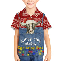Just A Girl Who Loves Christmas And Goats Ugly Christma Family Matching Off Shoulder Short Dress and Hawaiian Shirt Funny Xmas Holiday Patterns - Wonder Print Shop
