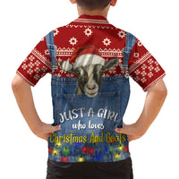 Just A Girl Who Loves Christmas And Goats Ugly Christma Family Matching Puletasi and Hawaiian Shirt Funny Xmas Holiday Patterns - Wonder Print Shop