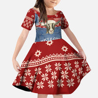 Just A Girl Who Loves Christmas And Goats Ugly Christma Family Matching Puletasi and Hawaiian Shirt Funny Xmas Holiday Patterns - Wonder Print Shop