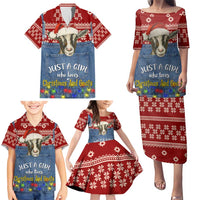 Just A Girl Who Loves Christmas And Goats Ugly Christma Family Matching Puletasi and Hawaiian Shirt Funny Xmas Holiday Patterns - Wonder Print Shop