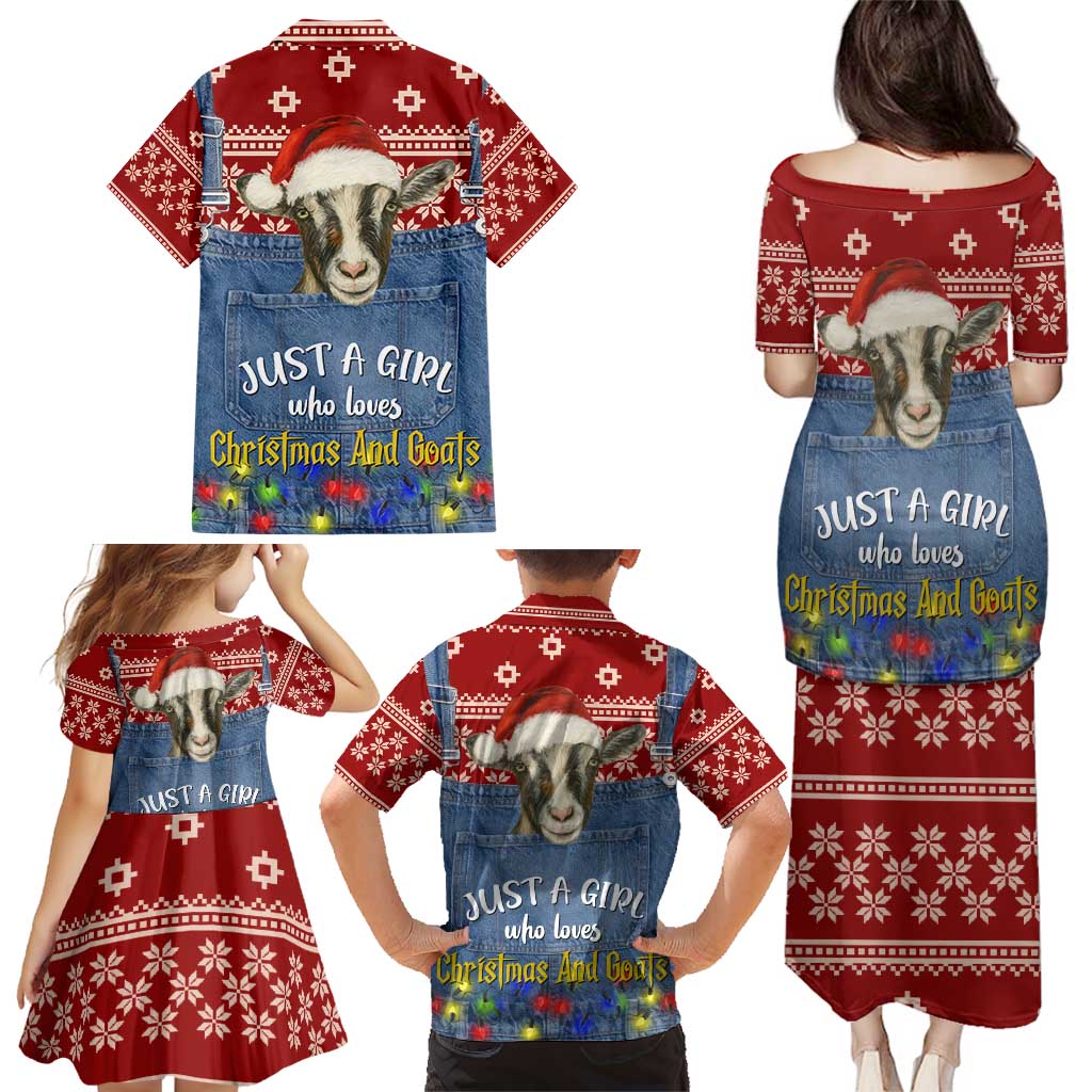 Just A Girl Who Loves Christmas And Goats Ugly Christma Family Matching Puletasi and Hawaiian Shirt Funny Xmas Holiday Patterns - Wonder Print Shop