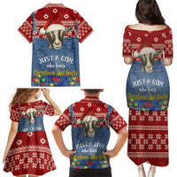 Just A Girl Who Loves Christmas And Goats Ugly Christma Family Matching Puletasi and Hawaiian Shirt Funny Xmas Holiday Patterns - Wonder Print Shop