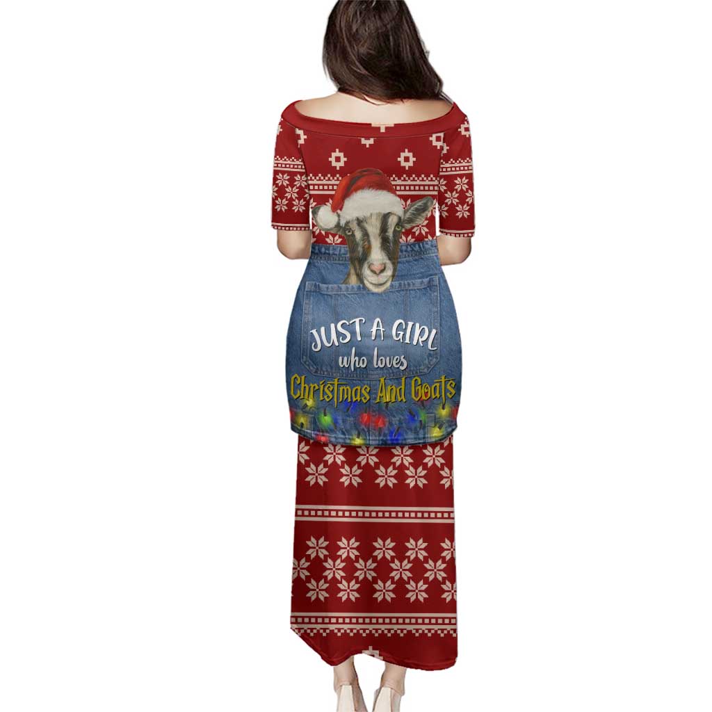 Just A Girl Who Loves Christmas And Goats Ugly Christma Family Matching Puletasi and Hawaiian Shirt Funny Xmas Holiday Patterns - Wonder Print Shop