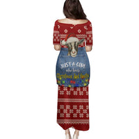 Just A Girl Who Loves Christmas And Goats Ugly Christma Family Matching Puletasi and Hawaiian Shirt Funny Xmas Holiday Patterns - Wonder Print Shop