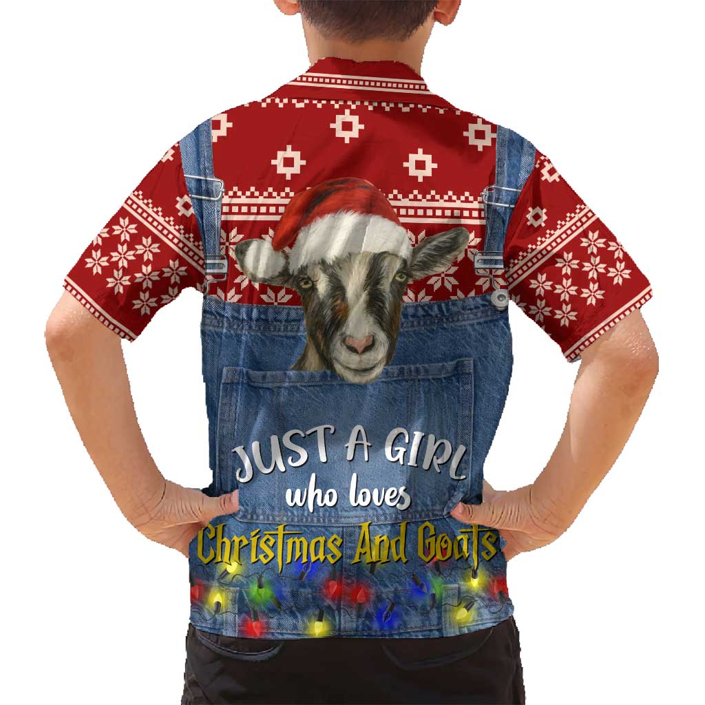 Just A Girl Who Loves Christmas And Goats Ugly Christma Family Matching Summer Maxi Dress and Hawaiian Shirt Funny Xmas Holiday Patterns - Wonder Print Shop