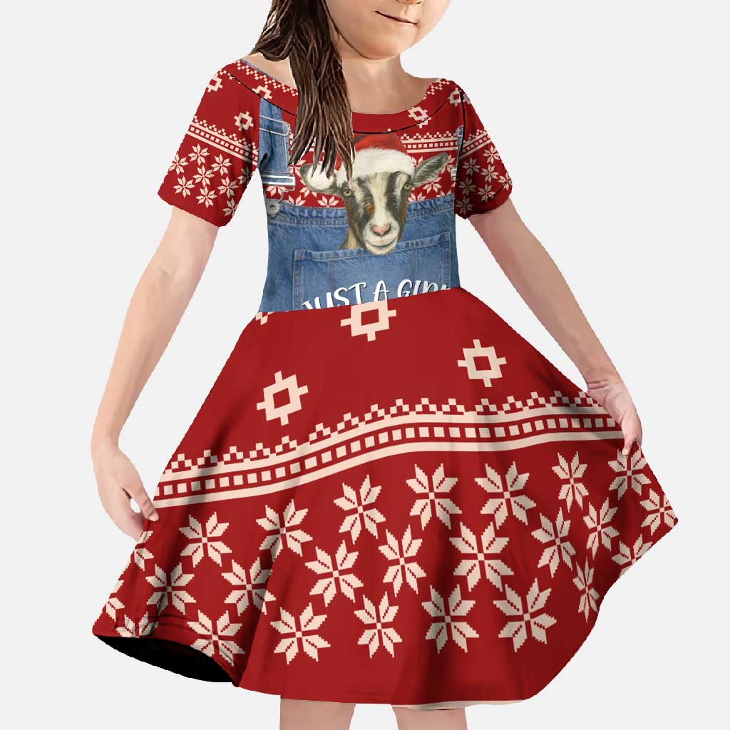 Just A Girl Who Loves Christmas And Goats Ugly Christma Family Matching Summer Maxi Dress and Hawaiian Shirt Funny Xmas Holiday Patterns - Wonder Print Shop