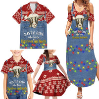 Just A Girl Who Loves Christmas And Goats Ugly Christma Family Matching Summer Maxi Dress and Hawaiian Shirt Funny Xmas Holiday Patterns - Wonder Print Shop