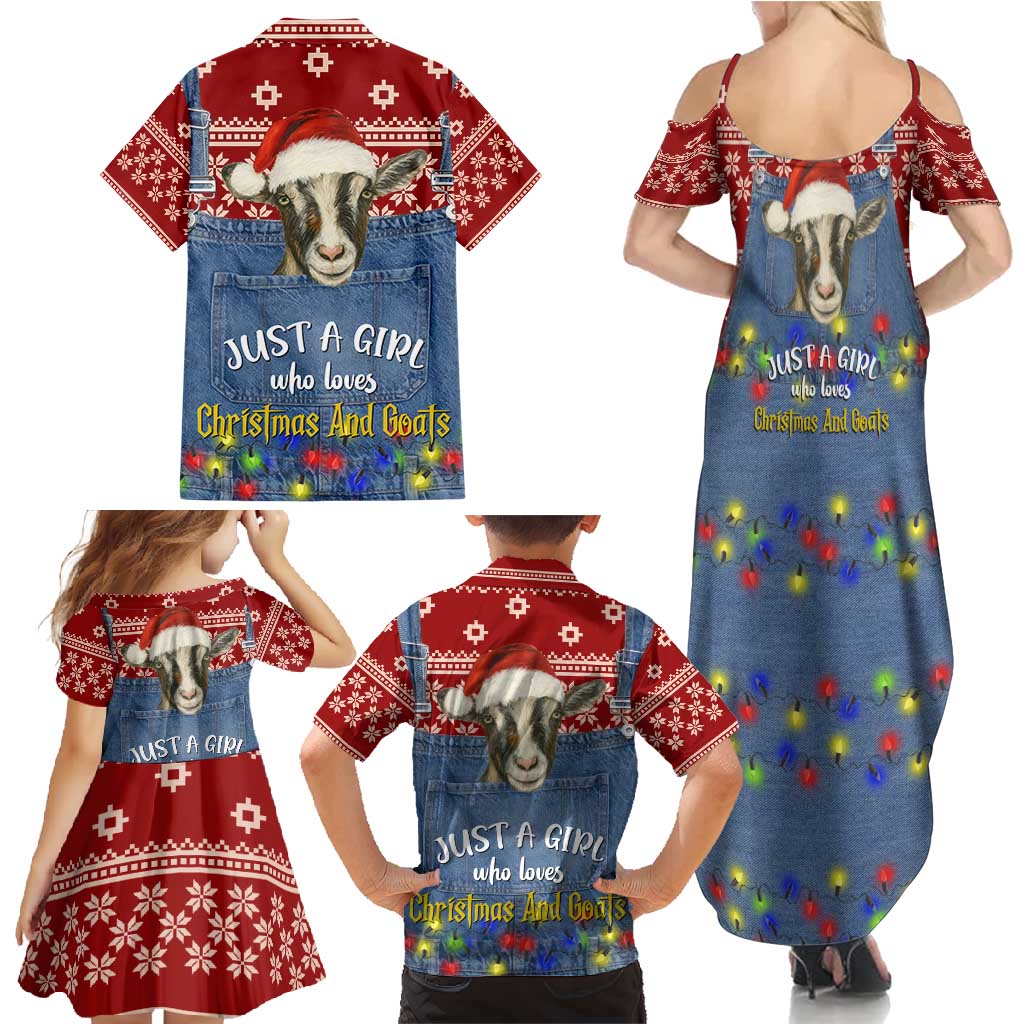 Just A Girl Who Loves Christmas And Goats Ugly Christma Family Matching Summer Maxi Dress and Hawaiian Shirt Funny Xmas Holiday Patterns - Wonder Print Shop