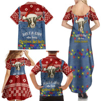Just A Girl Who Loves Christmas And Goats Ugly Christma Family Matching Summer Maxi Dress and Hawaiian Shirt Funny Xmas Holiday Patterns - Wonder Print Shop
