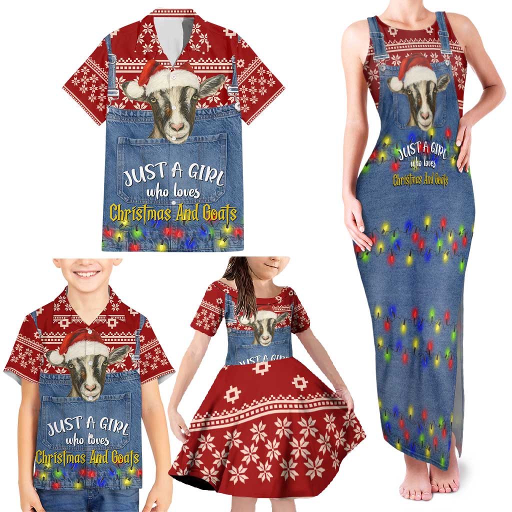 Just A Girl Who Loves Christmas And Goats Ugly Christma Family Matching Tank Maxi Dress and Hawaiian Shirt Funny Xmas Holiday Patterns - Wonder Print Shop