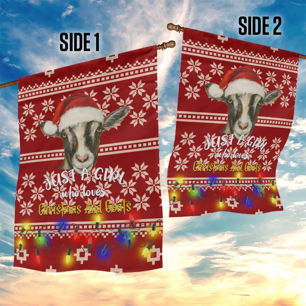 Just A Girl Who Loves Christmas And Goats Ugly Christma Garden Flag Funny Xmas Holiday Patterns - Wonder Print Shop