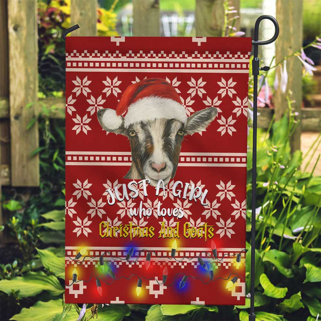 Just A Girl Who Loves Christmas And Goats Ugly Christma Garden Flag Funny Xmas Holiday Patterns - Wonder Print Shop