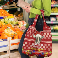 Just A Girl Who Loves Christmas And Goats Ugly Christma Grocery Bag Funny Xmas Holiday Patterns - Wonder Print Shop