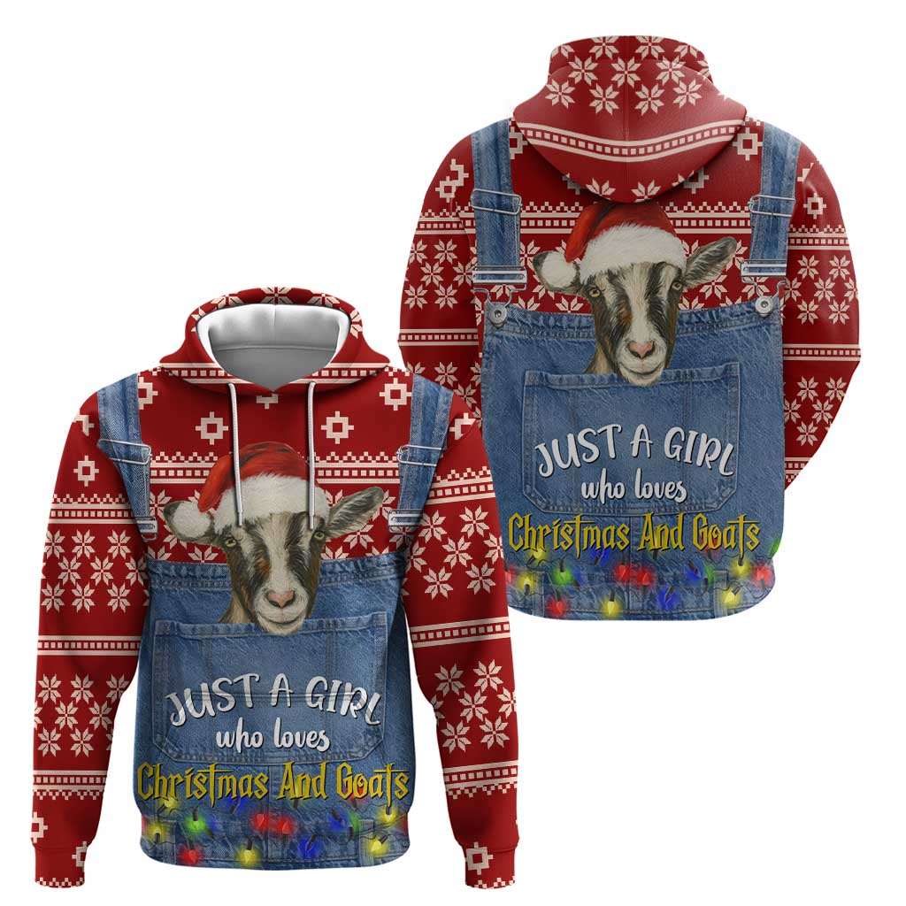 Just A Girl Who Loves Christmas And Goats Ugly Christma Hoodie Funny Xmas Holiday Patterns - Wonder Print Shop