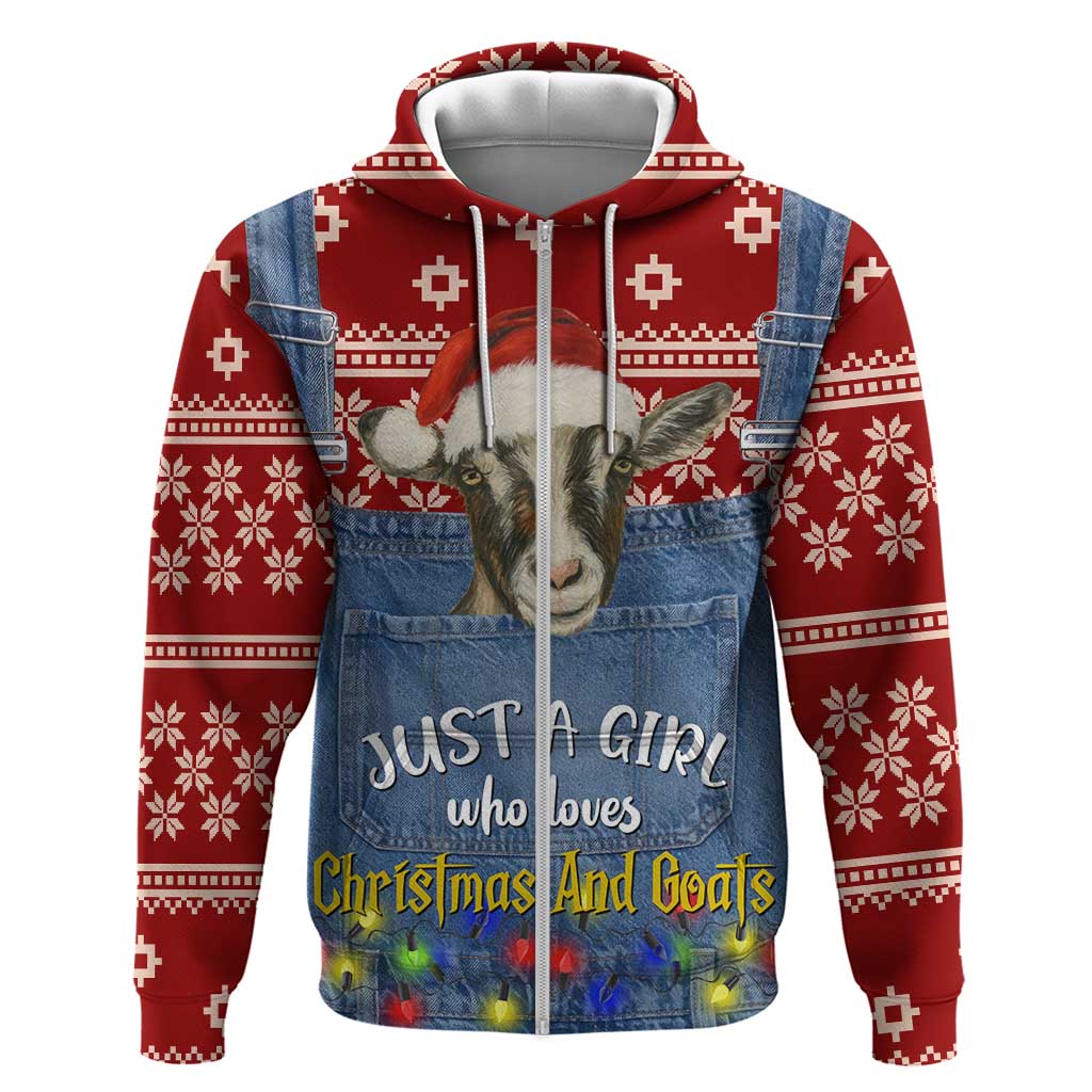 Just A Girl Who Loves Christmas And Goats Ugly Christma Hoodie Funny Xmas Holiday Patterns - Wonder Print Shop