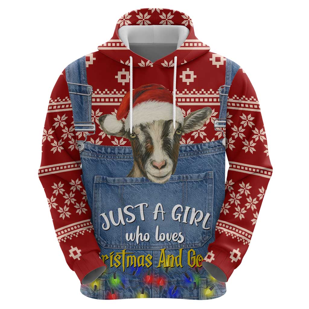 Just A Girl Who Loves Christmas And Goats Ugly Christma Hoodie Funny Xmas Holiday Patterns - Wonder Print Shop