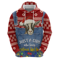 Just A Girl Who Loves Christmas And Goats Ugly Christma Hoodie Funny Xmas Holiday Patterns - Wonder Print Shop