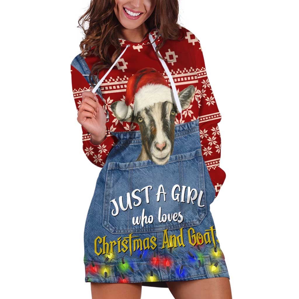 Just A Girl Who Loves Christmas And Goats Ugly Christma Hoodie Dress Funny Xmas Holiday Patterns - Wonder Print Shop