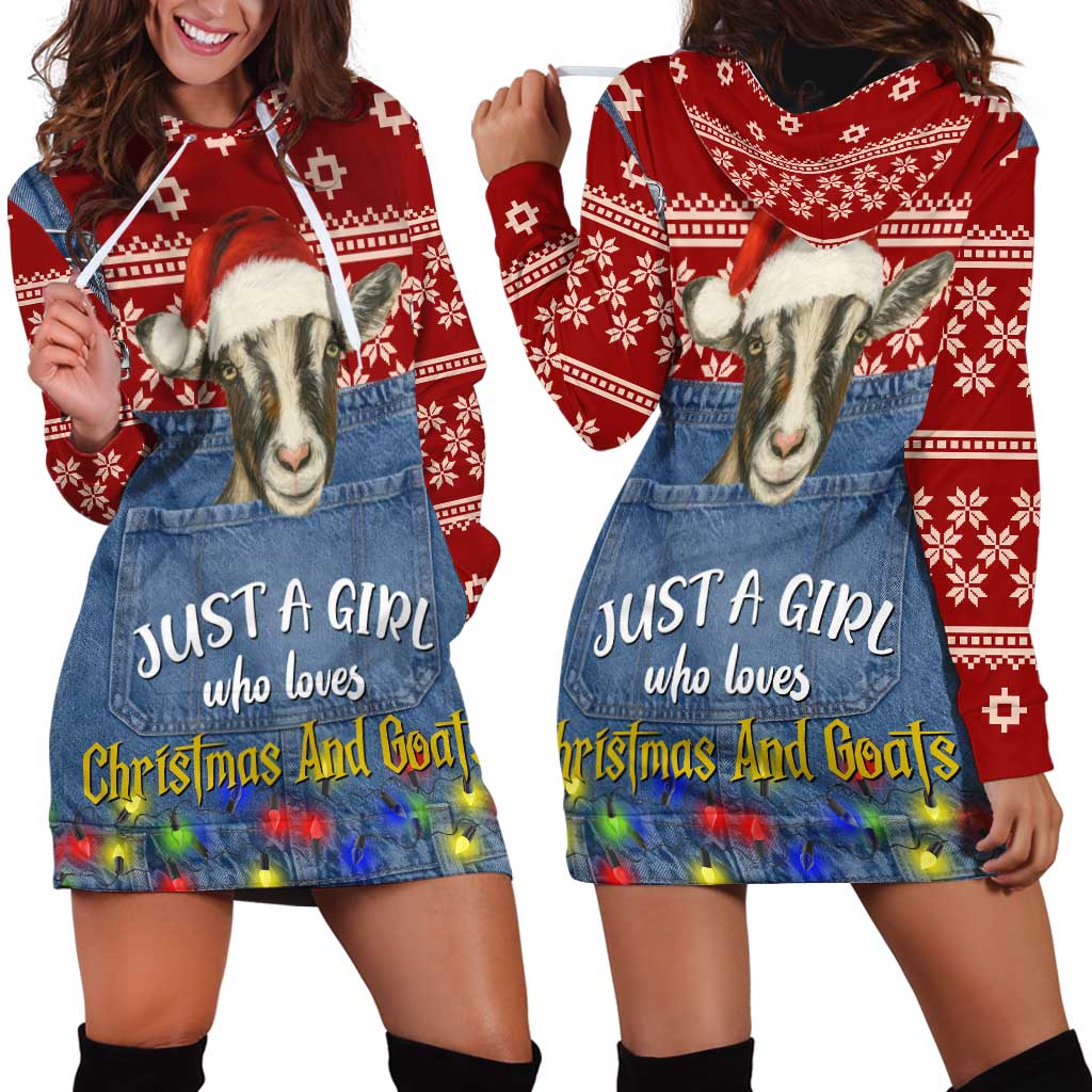 Just A Girl Who Loves Christmas And Goats Ugly Christma Hoodie Dress Funny Xmas Holiday Patterns - Wonder Print Shop