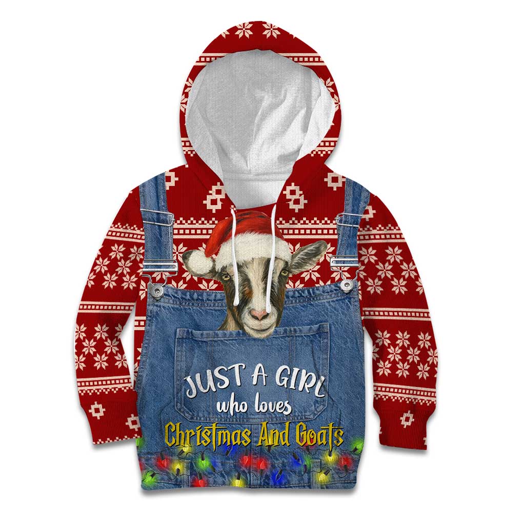 Just A Girl Who Loves Christmas And Goats Ugly Christma Kid Hoodie Funny Xmas Holiday Patterns - Wonder Print Shop