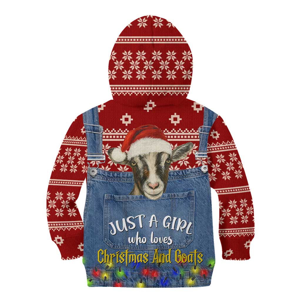Just A Girl Who Loves Christmas And Goats Ugly Christma Kid Hoodie Funny Xmas Holiday Patterns - Wonder Print Shop