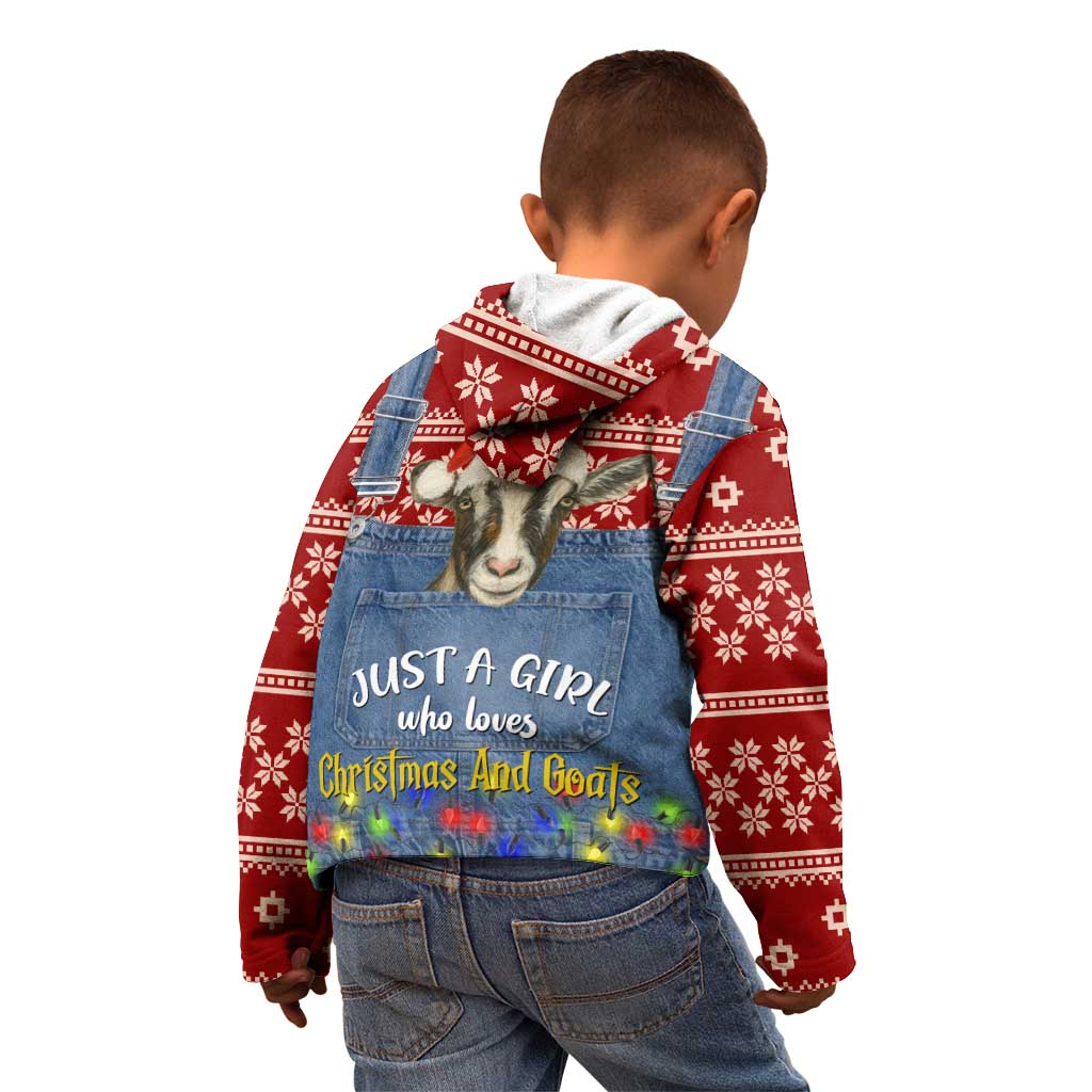Just A Girl Who Loves Christmas And Goats Ugly Christma Kid Hoodie Funny Xmas Holiday Patterns - Wonder Print Shop