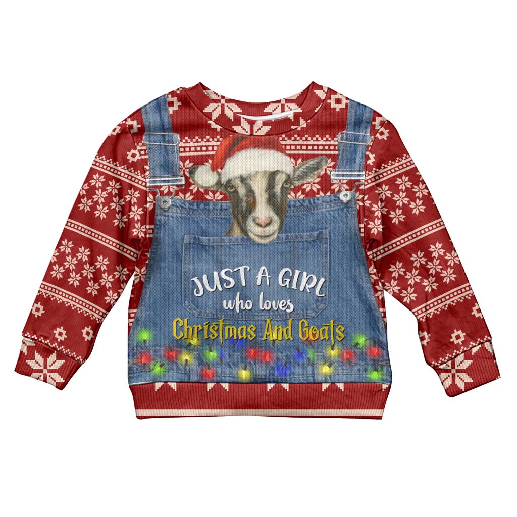 Just A Girl Who Loves Christmas And Goats Ugly Christma Kid Ugly Christmas Sweater Funny Xmas Holiday Patterns - Wonder Print Shop