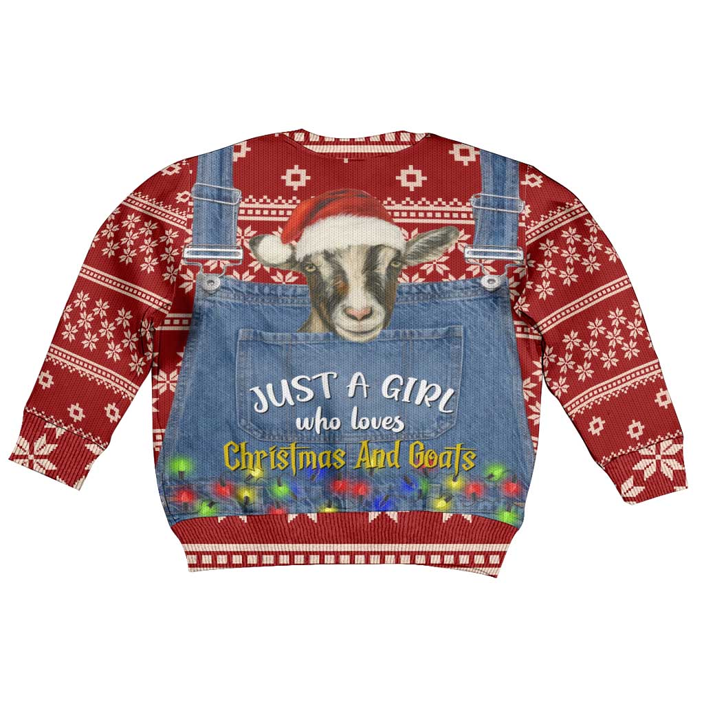 Just A Girl Who Loves Christmas And Goats Ugly Christma Kid Ugly Christmas Sweater Funny Xmas Holiday Patterns - Wonder Print Shop