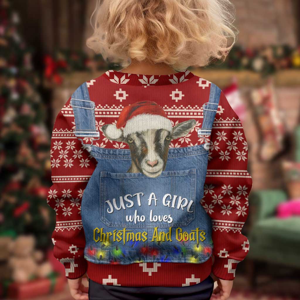 Just A Girl Who Loves Christmas And Goats Ugly Christma Kid Ugly Christmas Sweater Funny Xmas Holiday Patterns - Wonder Print Shop