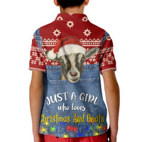 Just A Girl Who Loves Christmas And Goats Ugly Christma Kid Polo Shirt Funny Xmas Holiday Patterns - Wonder Print Shop