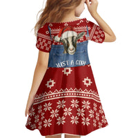 Just A Girl Who Loves Christmas And Goats Ugly Christma Kid Short Sleeve Dress Funny Xmas Holiday Patterns - Wonder Print Shop
