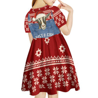 Just A Girl Who Loves Christmas And Goats Ugly Christma Kid Short Sleeve Dress Funny Xmas Holiday Patterns - Wonder Print Shop