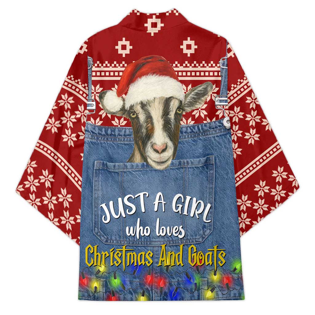 Just A Girl Who Loves Christmas And Goats Ugly Christma Kimono Funny Xmas Holiday Patterns - Wonder Print Shop