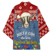 Just A Girl Who Loves Christmas And Goats Ugly Christma Kimono Funny Xmas Holiday Patterns - Wonder Print Shop