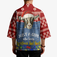 Just A Girl Who Loves Christmas And Goats Ugly Christma Kimono Funny Xmas Holiday Patterns - Wonder Print Shop