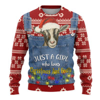 Just A Girl Who Loves Christmas And Goats Ugly Christma Ugly Christmas Sweater Funny Xmas Holiday Patterns - Wonder Print Shop