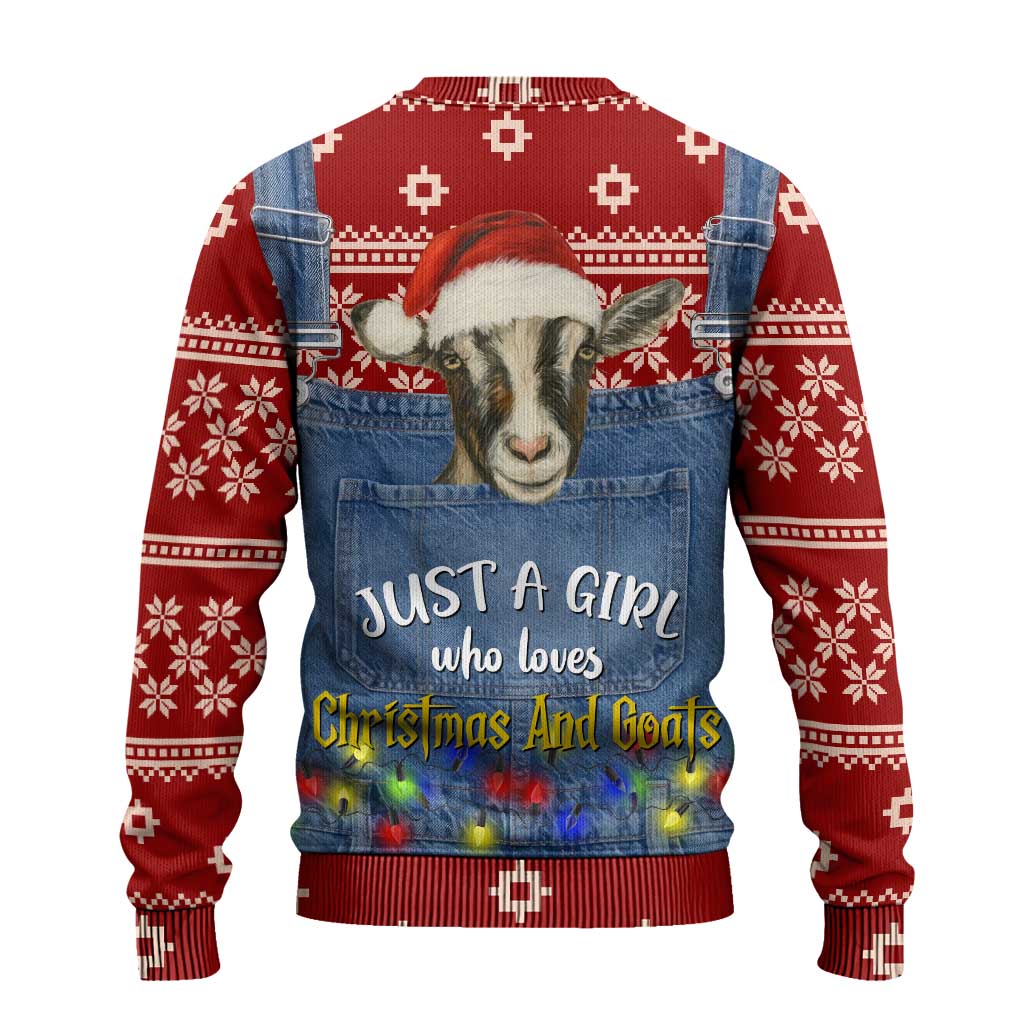 Just A Girl Who Loves Christmas And Goats Ugly Christma Ugly Christmas Sweater Funny Xmas Holiday Patterns - Wonder Print Shop
