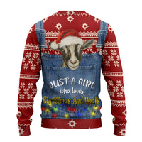 Just A Girl Who Loves Christmas And Goats Ugly Christma Ugly Christmas Sweater Funny Xmas Holiday Patterns - Wonder Print Shop