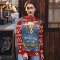 Just A Girl Who Loves Christmas And Goats Ugly Christma Ugly Christmas Sweater Funny Xmas Holiday Patterns - Wonder Print Shop