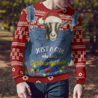 Just A Girl Who Loves Christmas And Goats Ugly Christma Ugly Christmas Sweater Funny Xmas Holiday Patterns - Wonder Print Shop