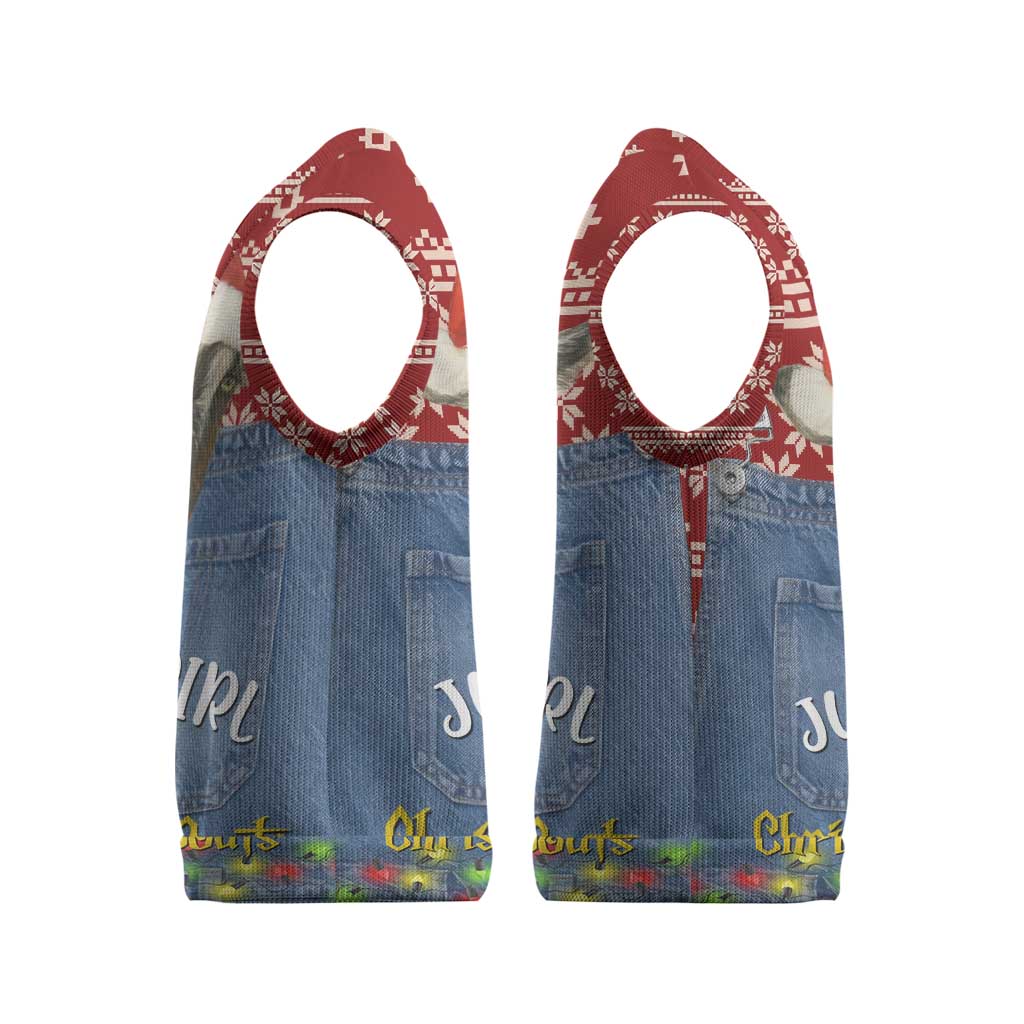 Just A Girl Who Loves Christmas And Goats Ugly Christma Christmas Knitted V-Neck Vest Funny Xmas Holiday Patterns - Wonder Print Shop