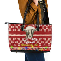 Just A Girl Who Loves Christmas And Goats Ugly Christma Leather Tote Bag Funny Xmas Holiday Patterns - Wonder Print Shop