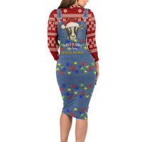 Just A Girl Who Loves Christmas And Goats Ugly Christma Long Sleeve Bodycon Dress Funny Xmas Holiday Patterns - Wonder Print Shop