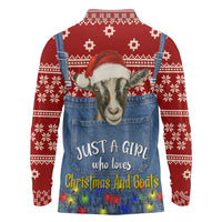 Just A Girl Who Loves Christmas And Goats Ugly Christma Long Sleeve Polo Shirt Funny Xmas Holiday Patterns - Wonder Print Shop