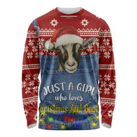 Just A Girl Who Loves Christmas And Goats Ugly Christma Long Sleeve Shirt Funny Xmas Holiday Patterns - Wonder Print Shop