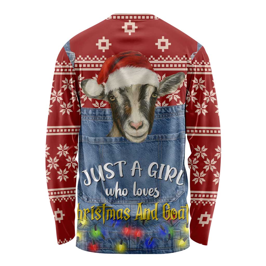 Just A Girl Who Loves Christmas And Goats Ugly Christma Long Sleeve Shirt Funny Xmas Holiday Patterns - Wonder Print Shop