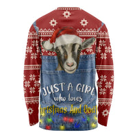 Just A Girl Who Loves Christmas And Goats Ugly Christma Long Sleeve Shirt Funny Xmas Holiday Patterns - Wonder Print Shop