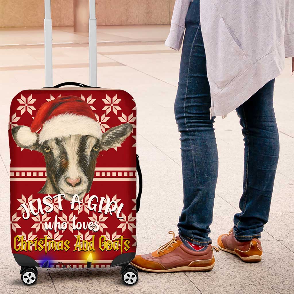 Just A Girl Who Loves Christmas And Goats Ugly Christma Luggage Cover Funny Xmas Holiday Patterns - Wonder Print Shop