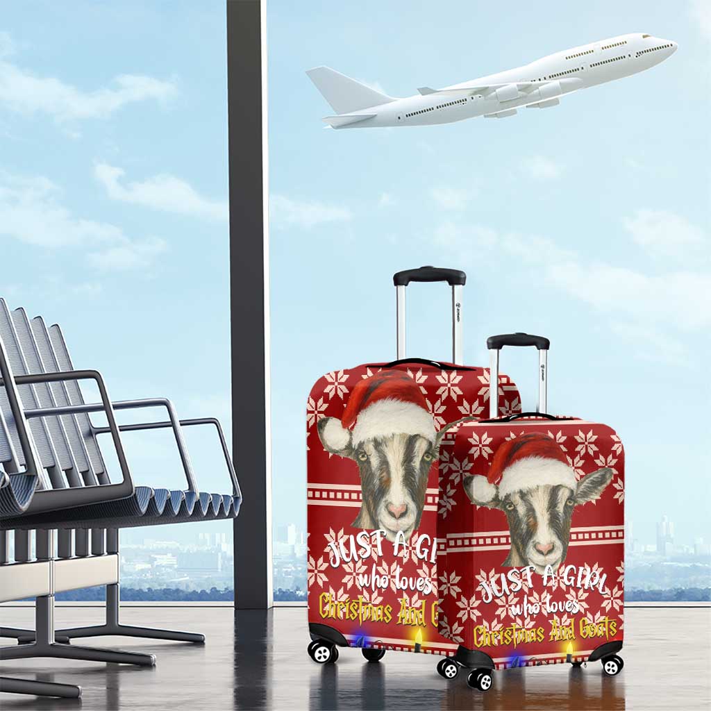 Just A Girl Who Loves Christmas And Goats Ugly Christma Luggage Cover Funny Xmas Holiday Patterns - Wonder Print Shop